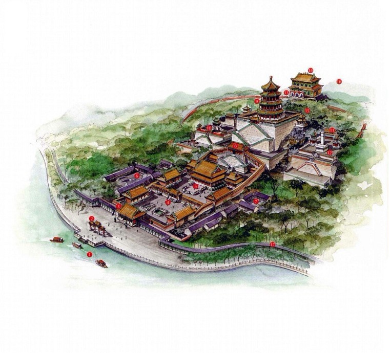 穿墻透壁，手繪中國古代經典古建筑