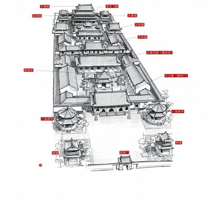 穿墻透壁，手繪中國古代經典古建筑