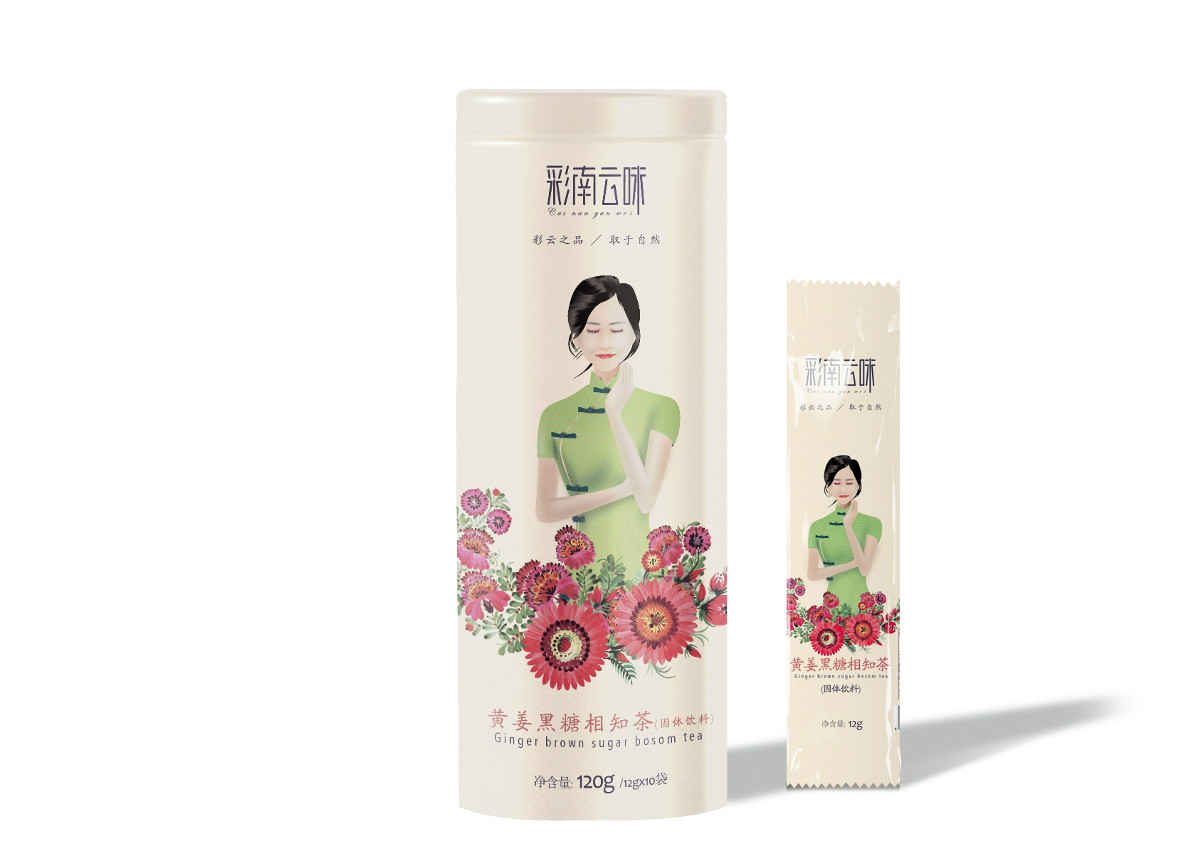 古風美女花草茶包裝設計