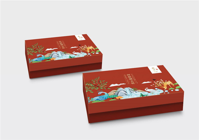 阿膠糕紅糖食品包裝水墨風設計