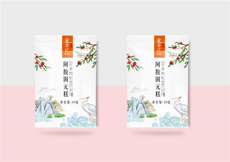 阿膠糕紅糖食品包裝水墨風設計