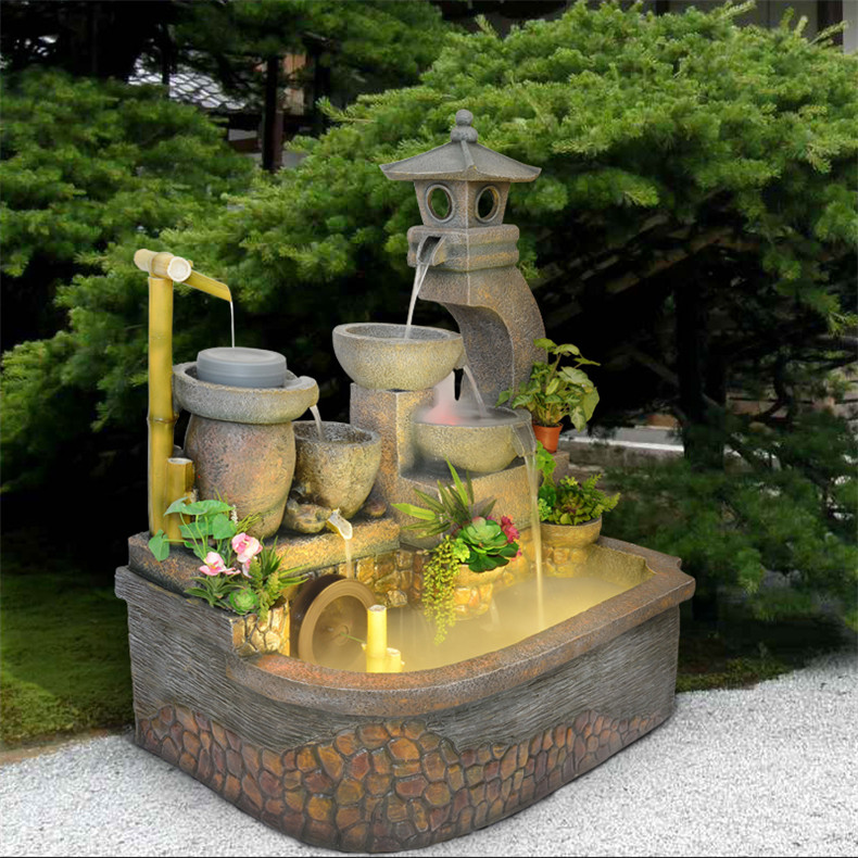 風水輪假山水景落地陽臺魚流水加濕器噴泉池擺