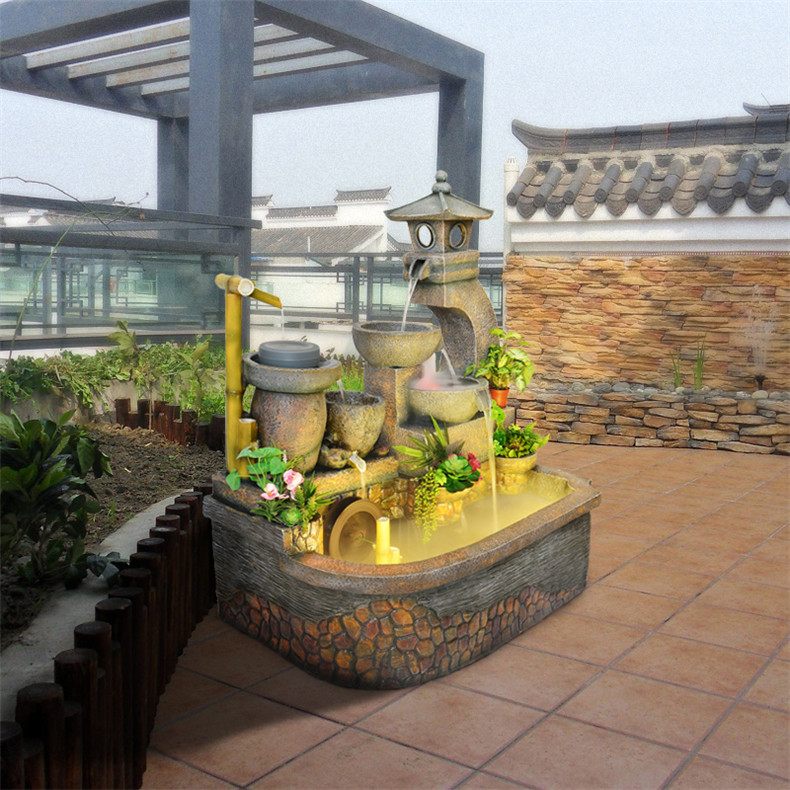 風水輪假山水景落地陽臺魚流水加濕器噴泉池擺