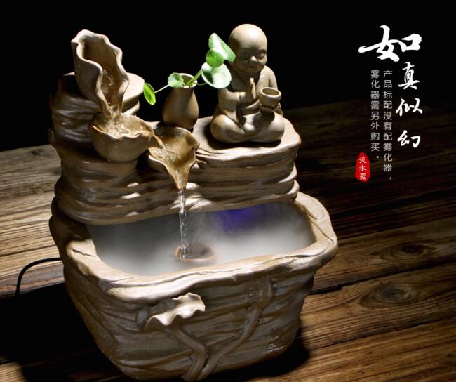 中式室內假山流水噴泉擺件
