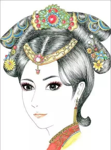 八款各朝代古裝發型：一組手繪彩鉛古裝發型