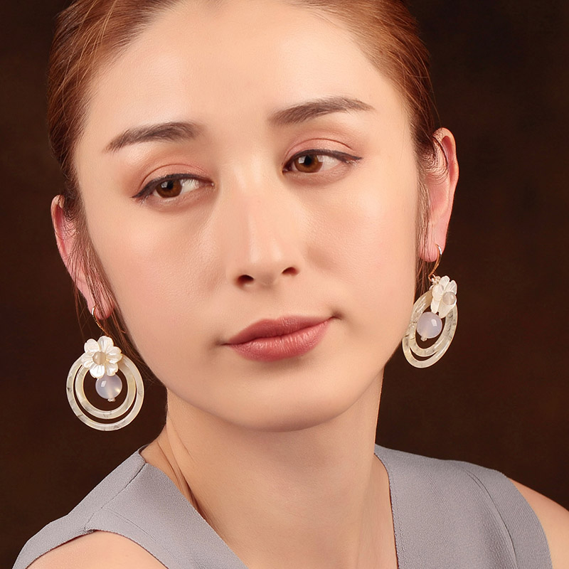 夢里花古風耳環，簡約潔白風情首飾