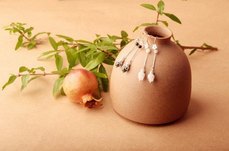 黛茉耳環：天然翡翠緬甸玉米珠耳飾首飾