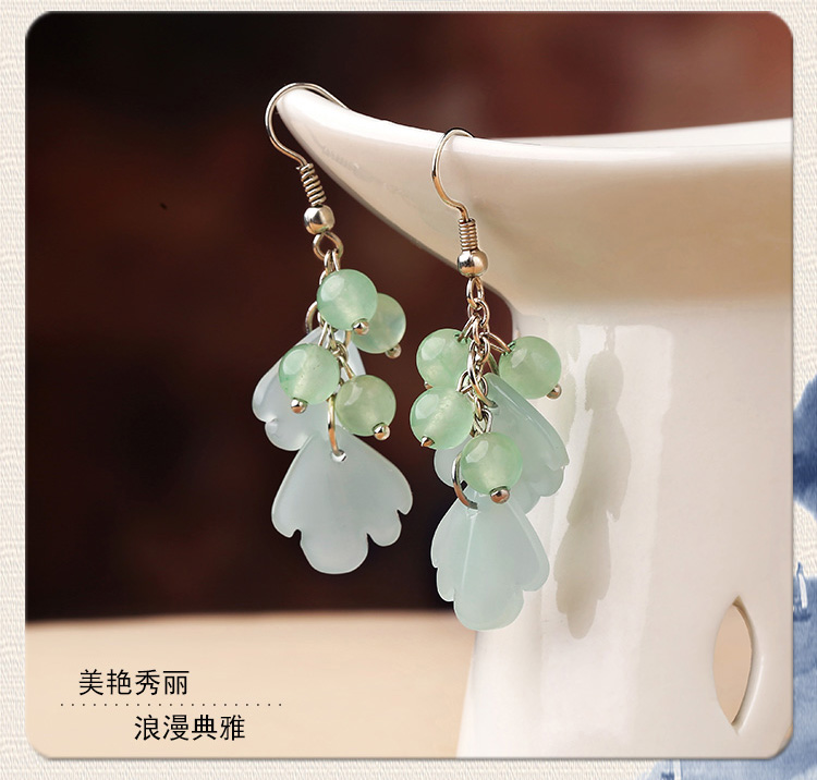 森系葉子吊墜耳環(huán)，古風(fēng)文藝氣質(zhì)首飾