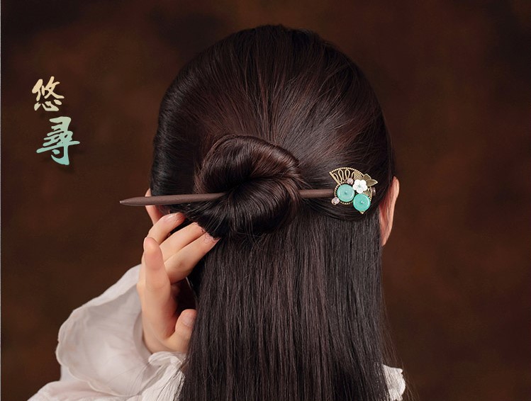 悠尋海清石簪子：簡約盤發發簪頭飾