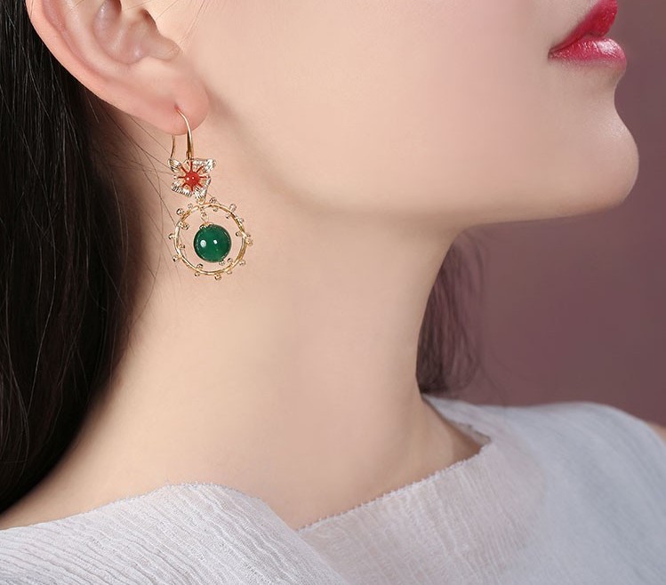 超仙不對(duì)稱吊墜耳環(huán)，復(fù)古瑪瑙耳墜耳環(huán)