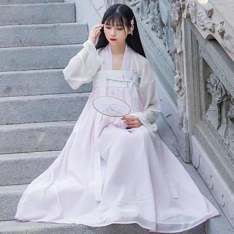 飄逸清新淡雅漢服，中國(guó)風(fēng)襦裙廣袖流仙裙