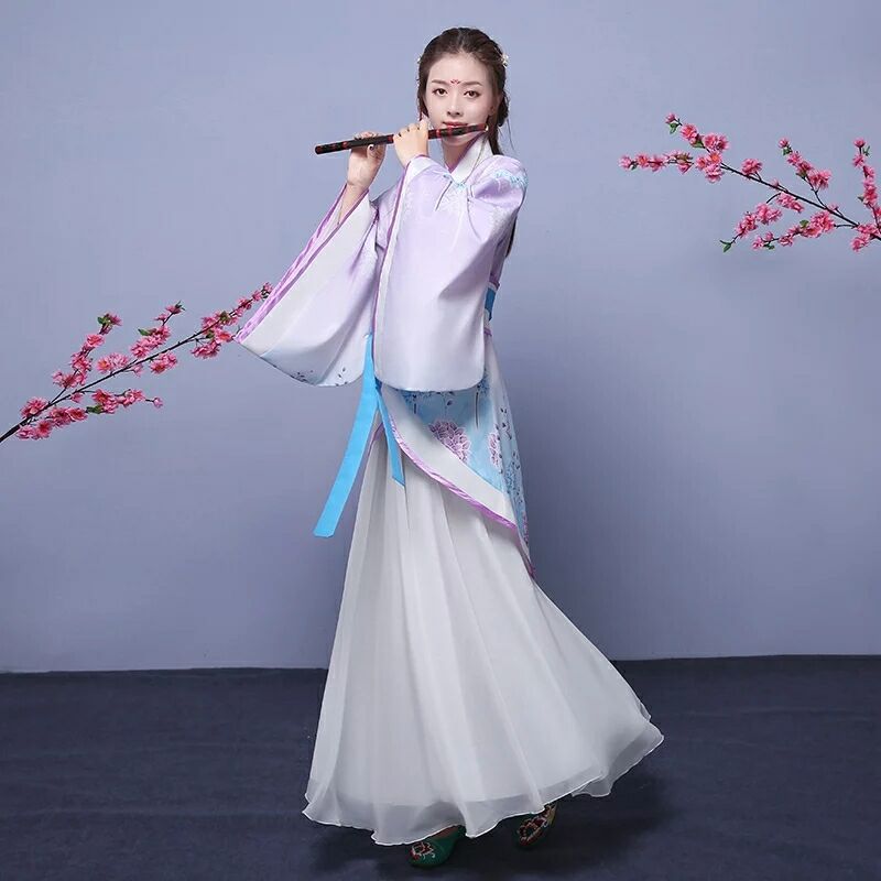 襦裙套裝仙女漢服，中國風曲裾齊腰古裝圖片