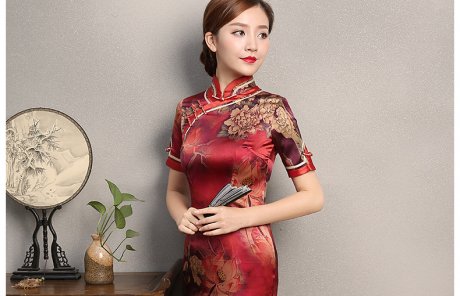 喜慶復(fù)古修身旗袍，時(shí)尚復(fù)古旗袍裙