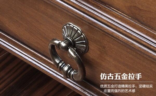 美式鄉村仿古家具客廳帶抽屜功夫茶桌