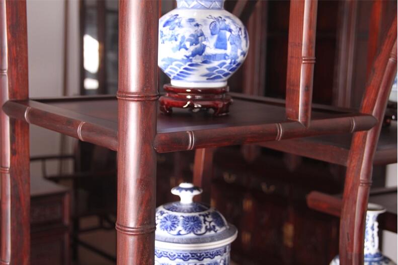 中式明清仿古大紅酸枝竹節博古架