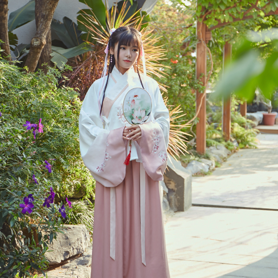 改良交領齊腰曲裾，漸變印花襦裙日常漢服