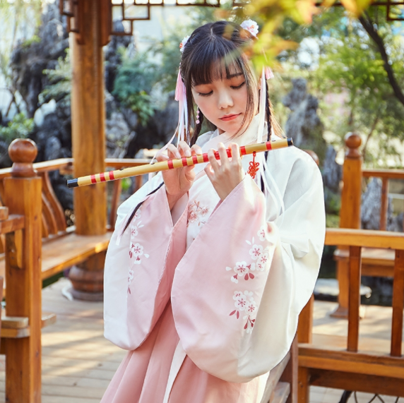 改良交領齊腰曲裾，漸變印花襦裙日常漢服