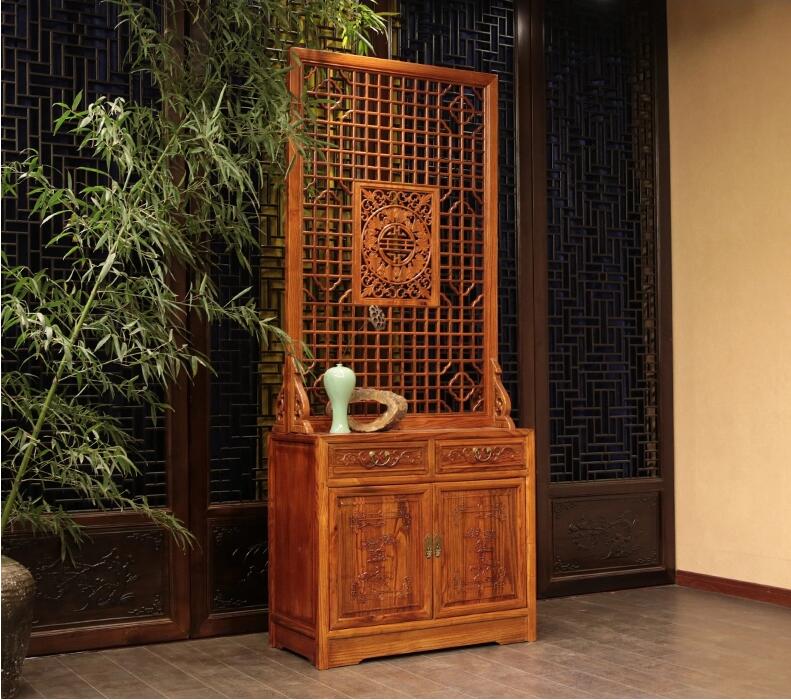 中式仿古雙面雕花屏風