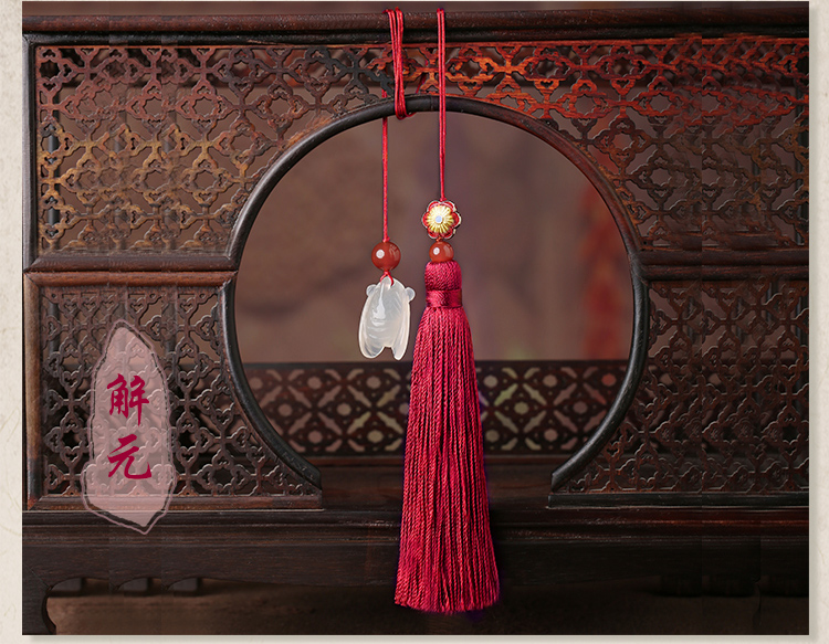 古典流蘇解元書簽，蟬韻柔美紅色書簽飾品