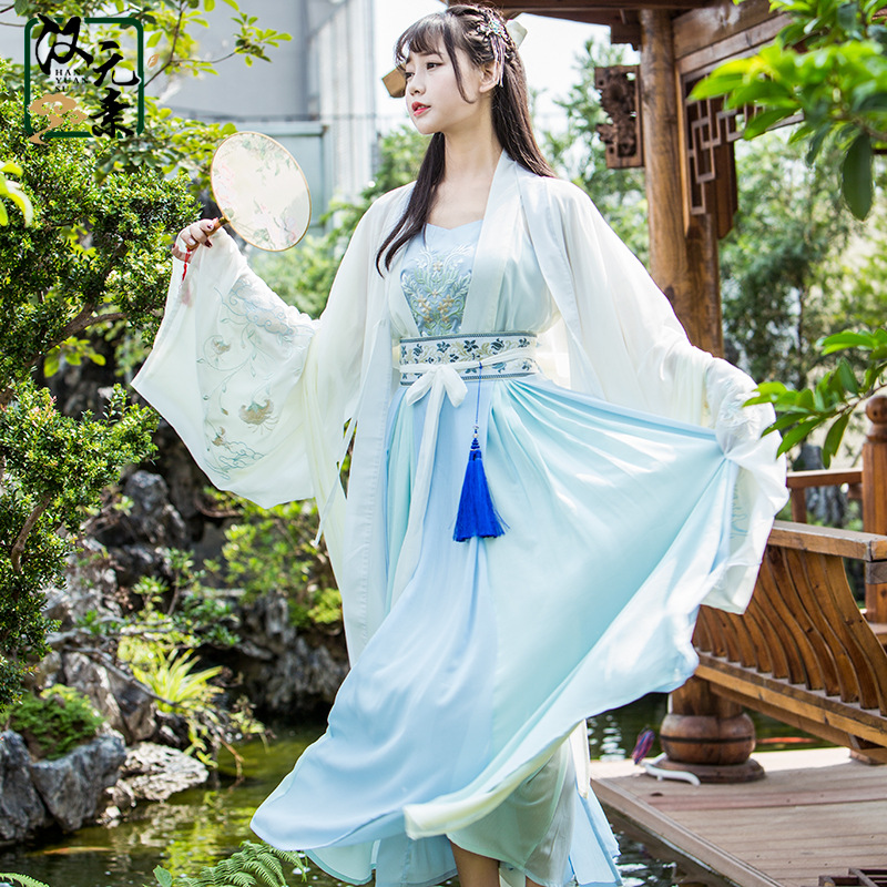 清新魏晉風漢服，古裝仙女大袖衫齊腰襦裙