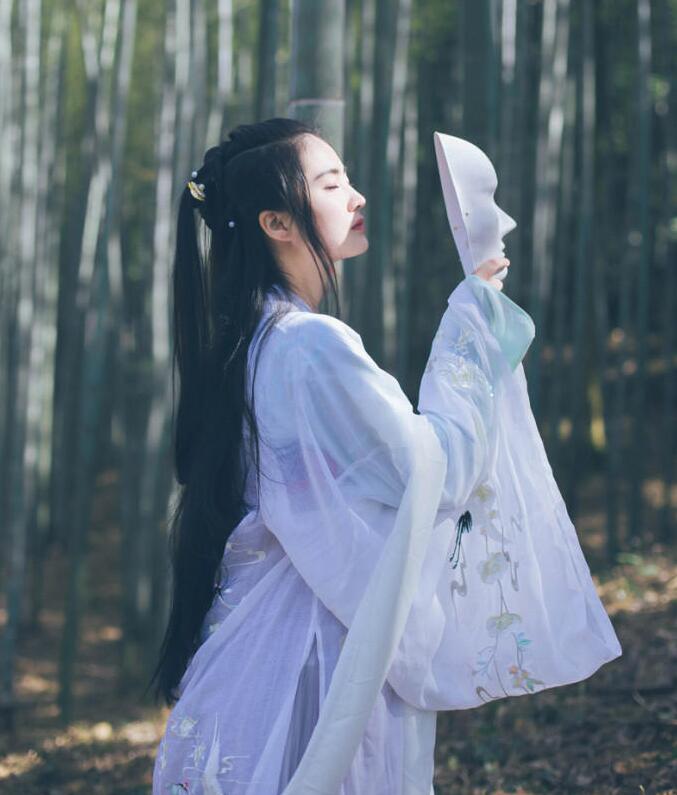 魏晉風女裝繡花大袖衫，復古中國風漢服圖片