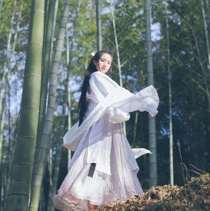 魏晉風女裝繡花大袖衫，復古中國風漢服圖片