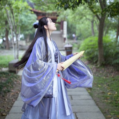 兩重衣齊腰襦裙漢服，清新典雅漢服圖片