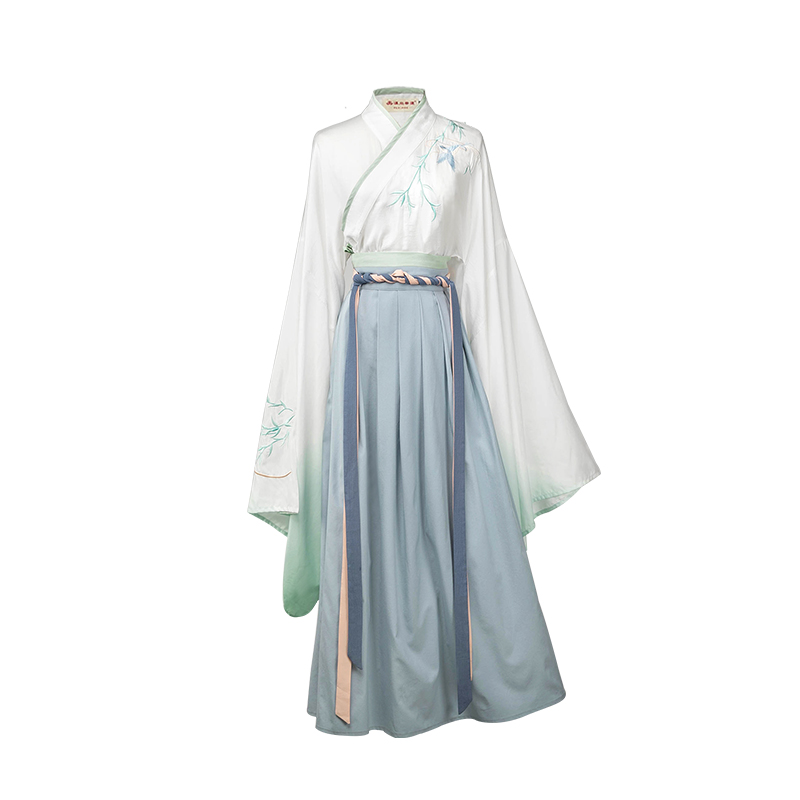 蓬萊閣大袖交領襦裙漢服，漸變花鳥刺繡漢服