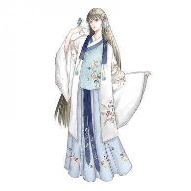 魏晉風回雪襦裙漢服，清新淡雅小鹿刺繡漢服