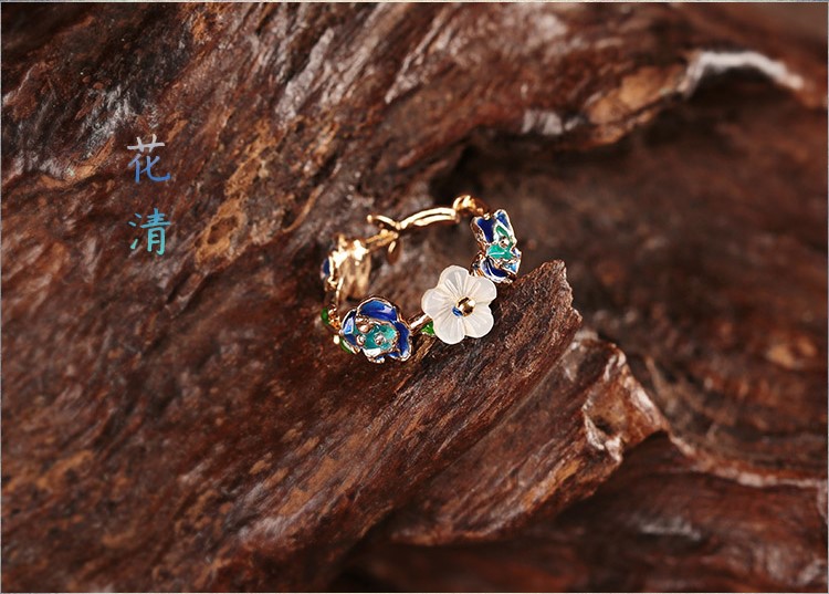 花清典雅指環，中國風簡約戒指首飾