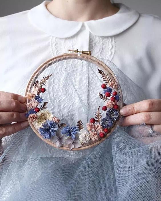 手工刺繡藝術：Olga Prinku 鮮花刺繡