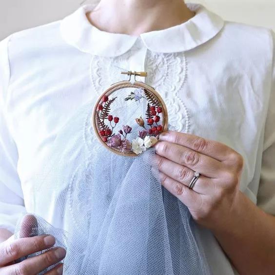 手工刺繡藝術：Olga Prinku 鮮花刺繡