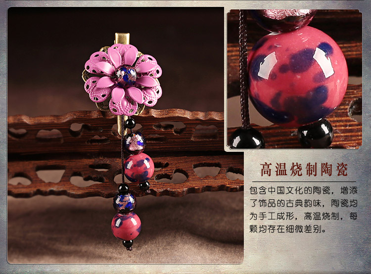 簡約時尚復古頭飾：紫姍花朵發夾頭飾