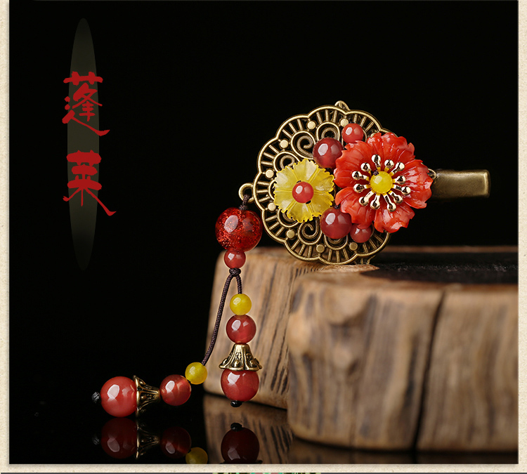 古典優雅發夾：蓬萊花朵發夾頭飾