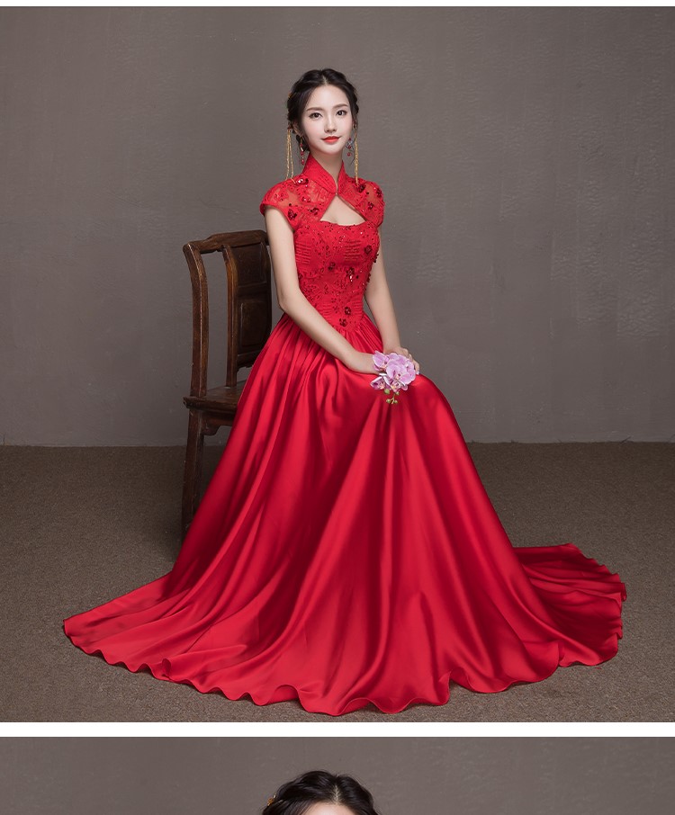 喜結良緣中式禮服，唯美性感珠花晚禮服