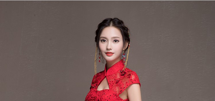 喜結良緣中式禮服，唯美性感珠花晚禮服