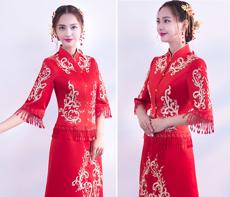 時尚修身新娘結婚禮服，龍鳳褂中式禮服