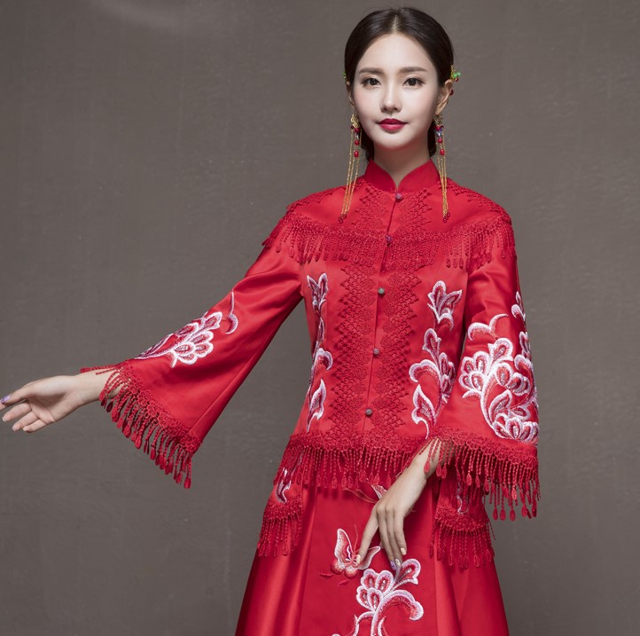蝶戀花蘇繡新娘結婚禮服，唯美大氣中式禮服