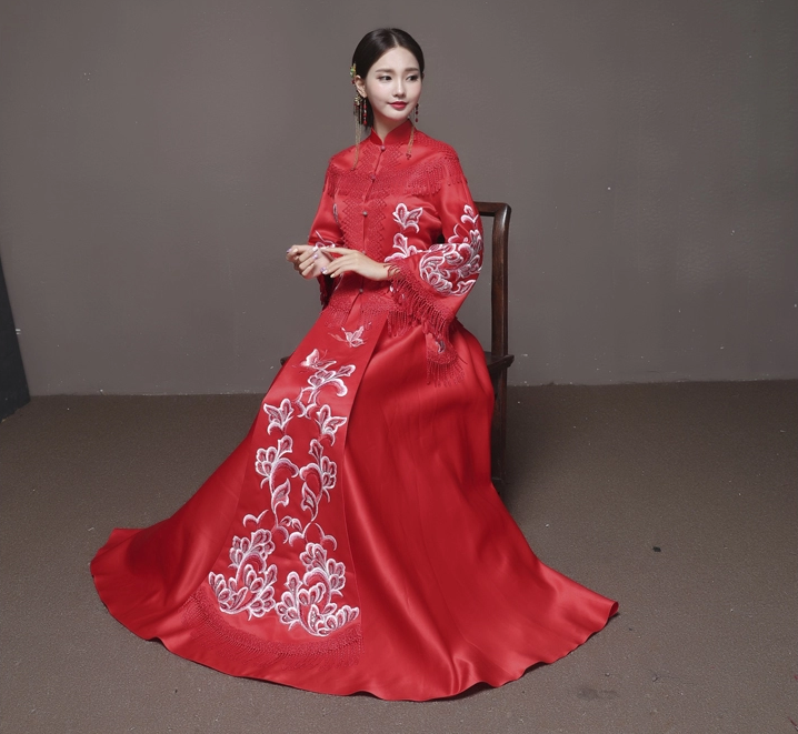 蝶戀花蘇繡新娘結婚禮服，唯美大氣中式禮服