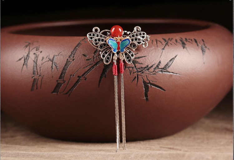 蝴蝶流蘇胸花優雅胸針飾品