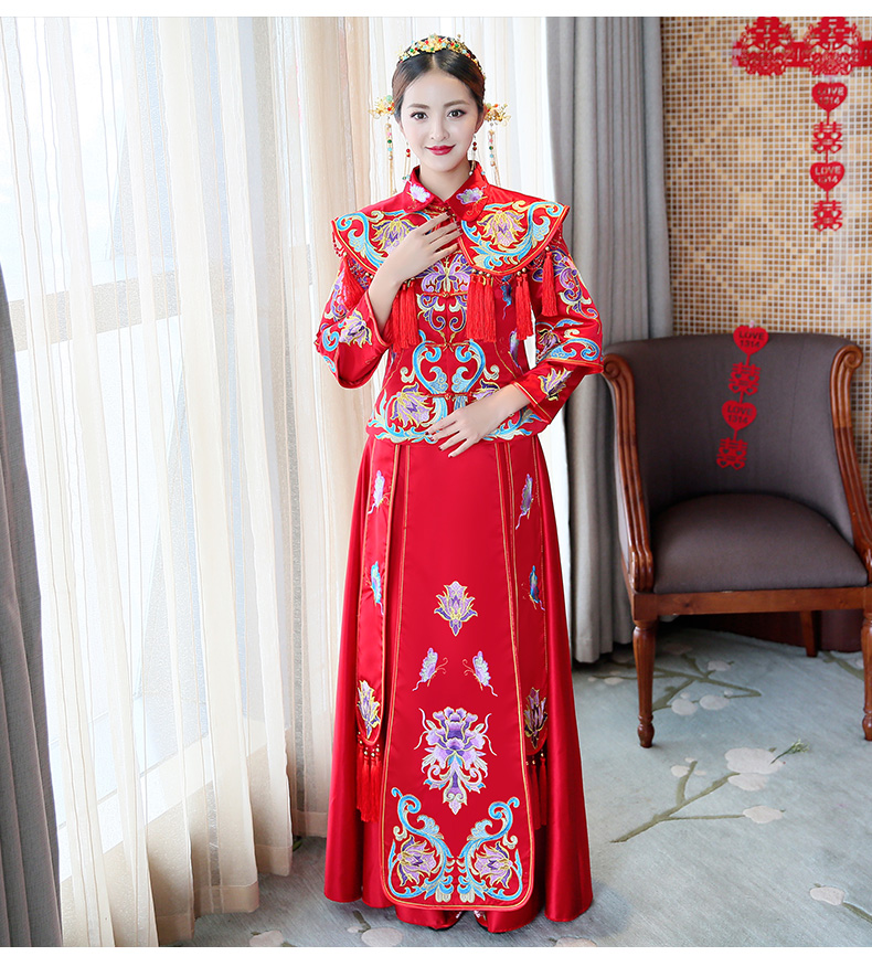 古典秀禾中式禮服，流蘇新娘結(jié)婚禮服