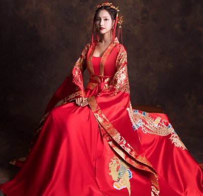 漢服新娘結婚禮服，奢華大氣中式禮服