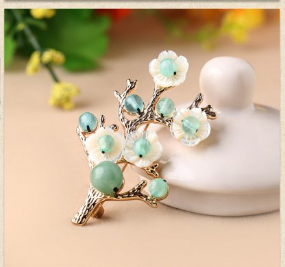 創意胸花東陵玉貝殼花胸針飾品