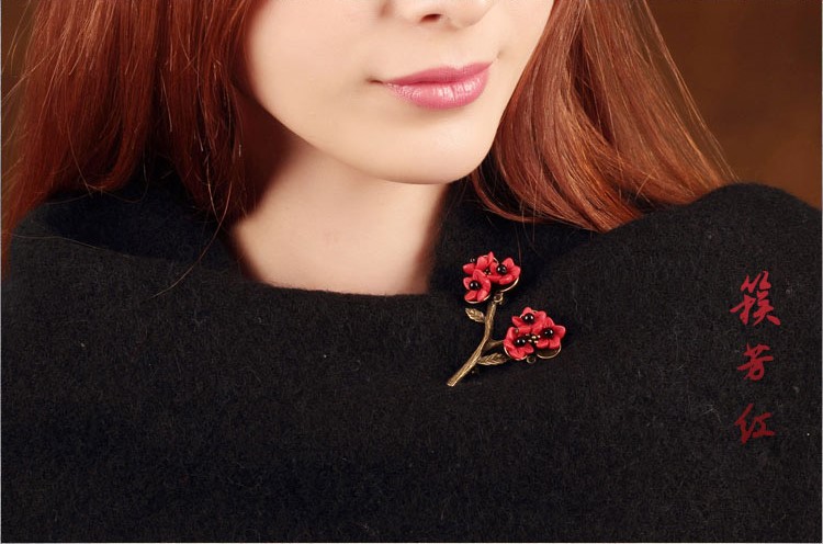 中國風紅色梅花花朵飾品
