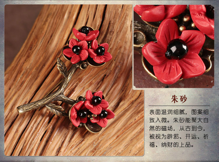 中國風紅色梅花花朵飾品