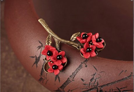 中國風紅色梅花花朵飾品