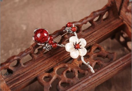 中國風貝殼花氣質胸花胸針飾品