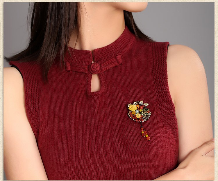 復古瑪瑙花朵胸針胸花飾品