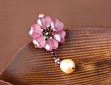 紫色優雅花朵胸針胸花飾品