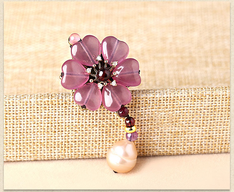 紫色優雅花朵胸針胸花飾品